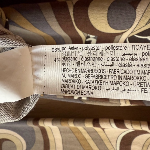 Zara Retro Abstract Print Midi Dress M Brown Gray Long Sleeve Stretch Jersey EUC - Picture 3 of 11